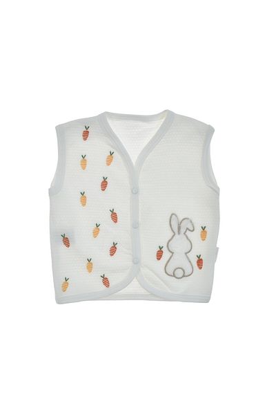 Ege Bebek New Born Baby 0-3-6-9-12 Months Rabbit and Carrot Detailled Vest