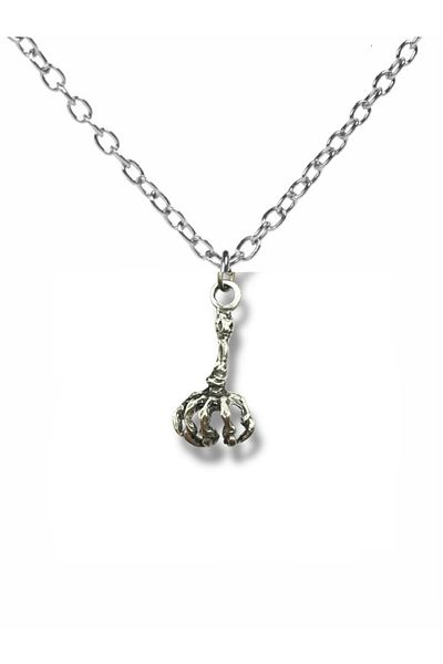 Herşey Nota Unisex Necklace with Skeleton Hand Figure – Gothic and Dark Style Icon