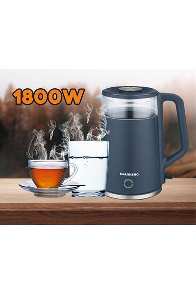 Hausberg Konvice HB-3619BL, 1800W, 2L, Ochrana proti vysychání, Automatické vypnutí, Materiál nerezová ocel, sklo + plast