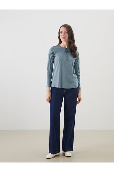 LC Waikiki Tie Collar Embroidered Women's Blouse