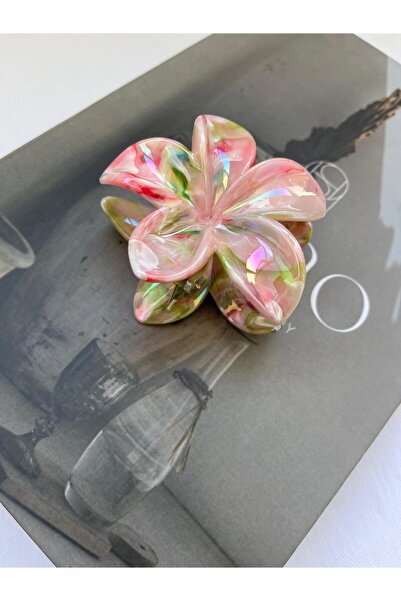 VAZIRADK مشبك شعر على شكل زهرة ملونة بمظهر أكريليك - حجم متوسط