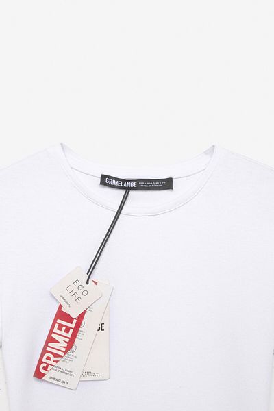 GRIMELANGE Tarelia Women's Crew Neck Short Sleeve Slim White T-Shirt