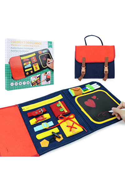 OEM Jucarie interactiva senzoriala, Busy Board Montessori, design ghiozdan, J...