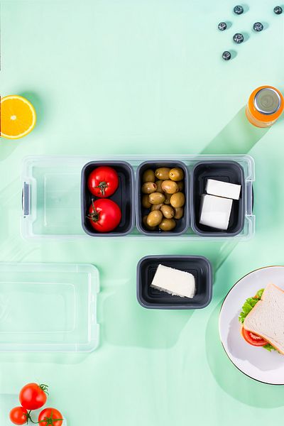 Porsima Org-457 6 Piece 4-Compartment Breakfast Multi-Purpose Organizer Storage Container with Lid Breakfast Set
