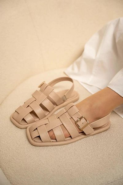 LamintaGlobal Tool Nude Cage Detailed Sandals