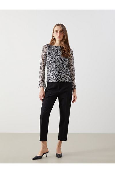 LC Waikiki Boat Neck Leopard Print Women's Blouse