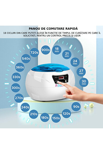 Sofia Concept Sterilizator cu ultrasunete profesional, 35W, 600 ml, albastru