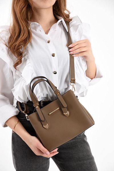 H&D COLLECTİON حقيبة يد وكتف مبطنة بتفاصيل حزام مزدوج و4 أقسام 1425