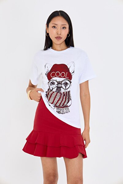 TIFFANY&TOMATO Baskılı Taşlı T-shirt