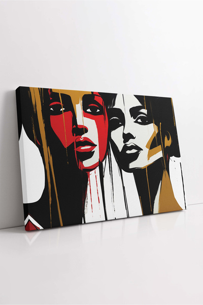 KOSS Dijital Tablou de pânză cu desen de femei colorate, pictură decorativă d...