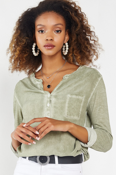 Hopoi Women's Single Pocket Washable Blouse