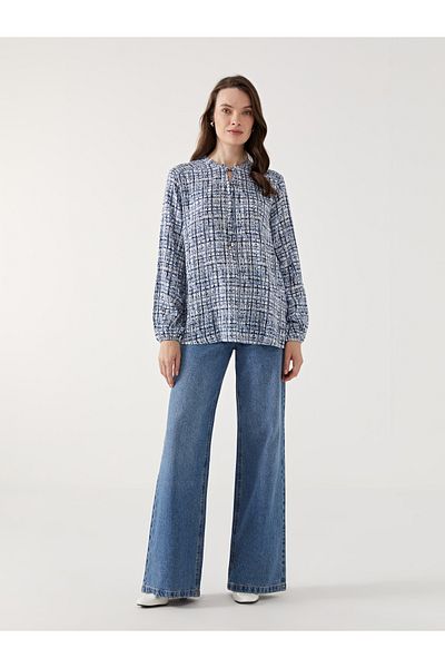 LC Waikiki Tie Collar Patterned Women's Blouse