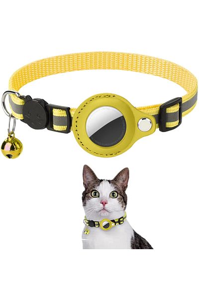 NO BRAND Adjustable cat collar, anti-lost, traceable, reflective, with bell, yellow