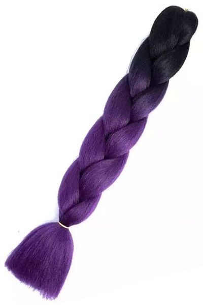 WNY Extensie de păr sintetic pentru împletitură, B25, negru, violet închis, 60 cm, 100 g