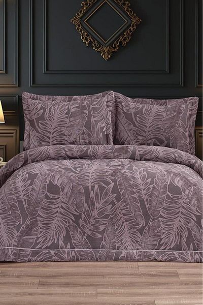 Çeyiz Diyarı Laurel Fiber Filled Double Size 250X255 cm Bedspread Dusty Rose