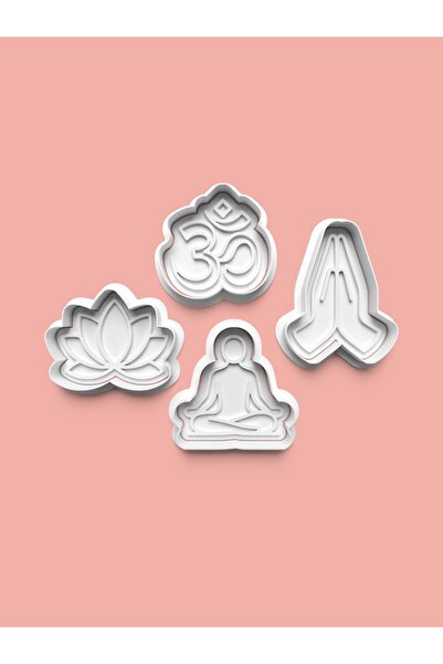 AKTASTORE قالب بسكويت بتصميم اليوغا وقالب عجينة السكر، مجموعة من 4 قطع 0904-set
