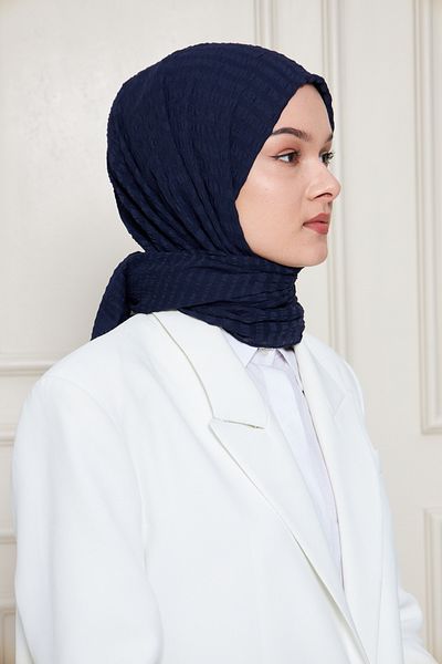 Gigiscarfs Gradient Striped Arya Chiffon Shawl - Navy Blue -