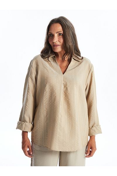LC Waikiki Shirt Collar Striped Women's Blouse