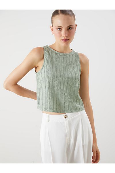 LC Waikiki Crew Neck Textured Blouse