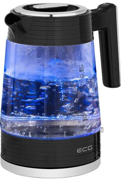 ECG Fierbător electric ECG RK 1750 Stripe, 2200 W, 1,7 litri, sticlă borosilicată, elemente din oțel inoxidabil