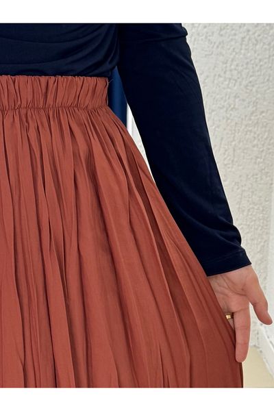Mihra Nalan Crinkle Fabric Crinkle Skirt-BY5001 Πλακάκι