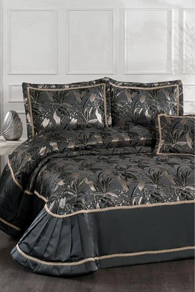 Çeyiz Diyarı Harris Fiber Filled Double 250X255 cm Bedspread Anthracite