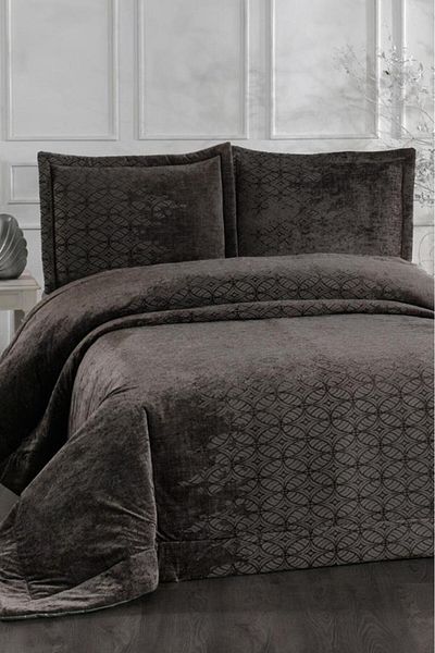 Çeyiz Diyarı Opal Fiber Filled Double 250X255 cm Bedspread Anthracite