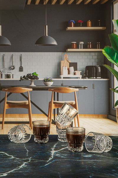 Lizzy Linda 6-Piece Espresso and Coffee Side Glass