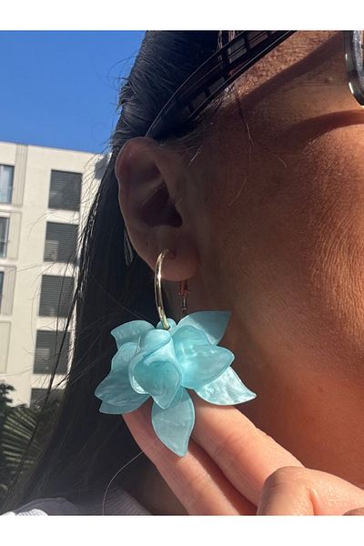 bijuxbymrv Dangle Flower Hoop Earrings