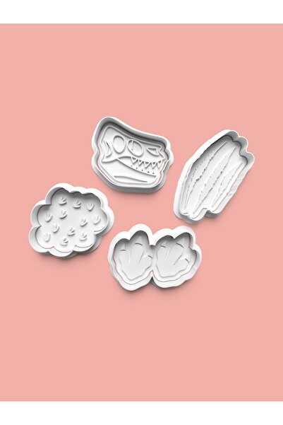 AKTASTORE قالب بسكويت بتصميم الديناصور وقالب عجينة السكر، مجموعة من 4 قطع 090...