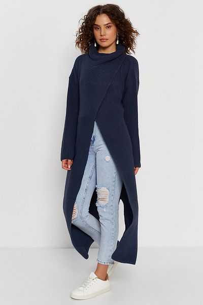Hopoi Women's Slit Loose Long Women's Poncho Cardigan