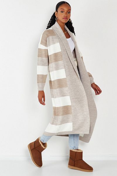 Hopoi Women's Striped Casual Knitwear Cardigan