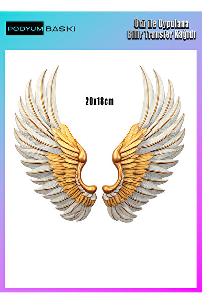 podyum baskı تي شيرت Dtf من القماش يلتصق بالحديد ومنتج تزيين أجنحة الملاك ورق...