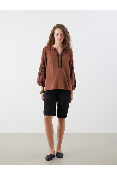 LC Waikiki Oversize Women's Blouse with Embroidered Collar