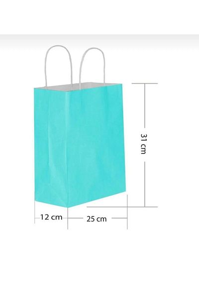 Happyland Light Blue Cardboard Bag Medium Size Twist Handle 25 Pieces 25X12X31 cm