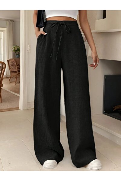 Modayakamoz Women's High Waist Lace up Wide Leg Long Wrap Pants