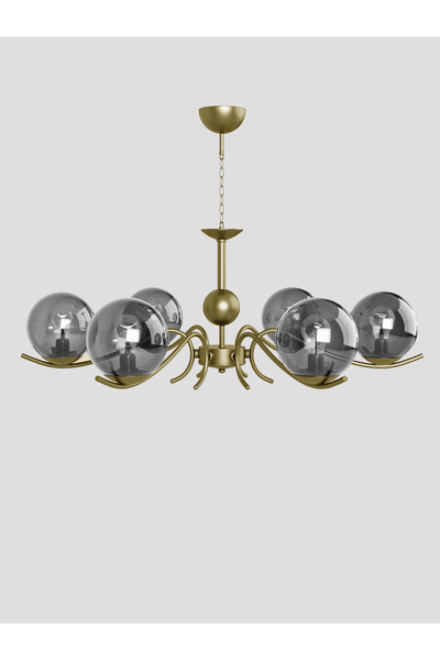 avizade Merla 6’lı Eskitme Metal Füme Camlı Avize | Modern Salon Sarkıt Aydın...