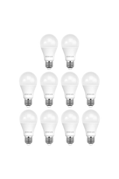 Hero Led HL-7004 10'lu Paket 9 Watt E27 Duylu Led Ampul 10 Adet 9W Tasarruflu Ampul - Günışığı