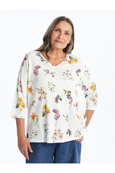 LC Waikiki V-Neck Patterned Women's Blouse