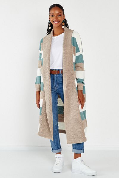 Hopoi Women's Striped Casual Knitwear Cardigan