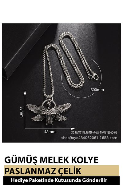Nehir Modern Design Unisex Fashion Anchor Angel and Compass Necklace