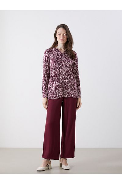 LC Waikiki Croc Collar Patterned Blouse