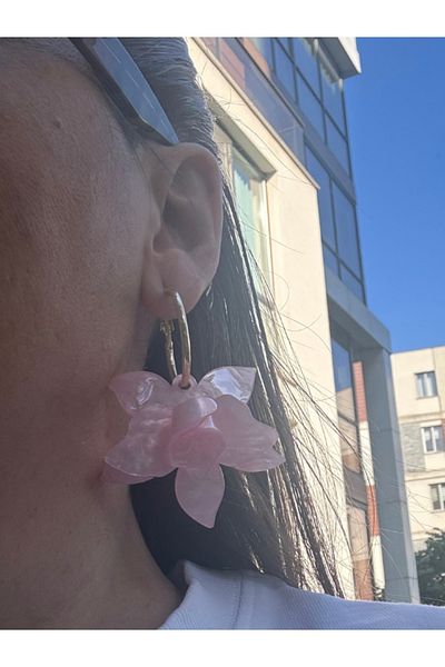 bijuxbymrv Dangle Flower Hoop Earrings