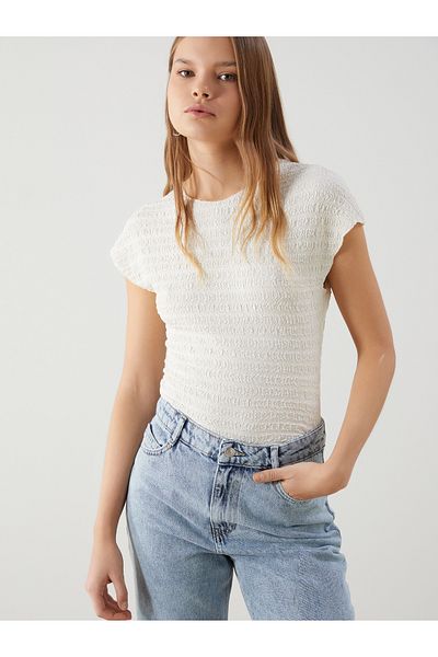 LC Waikiki Crew Neck Textured Women's Blouse