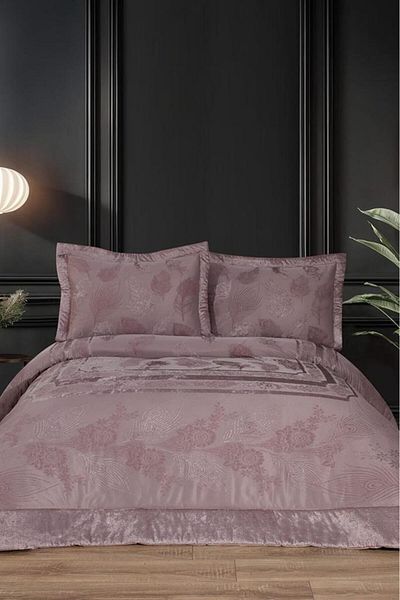 Çeyiz Diyarı Gözde Fiber Filled Double Size 250X255 cm Bedspread Dusty Rose