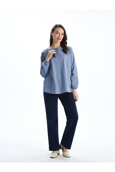 LC Waikiki Tie Collar Embroidered Women's Blouse