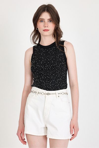 Rays Black Stone Processing Detailed Halter Neck Knitted Undershirt 0349