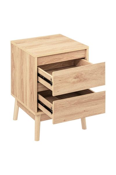 Five Simply Smart Abana Natural Oak Effect 2-Drawer Bedside Table