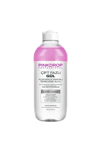 PİNKDROP Apă Micelară Bifazică 3 în 1 Pinkdrop cu Ulei de Trandafir – Demachiant Hidratant și Calmant - 400ml