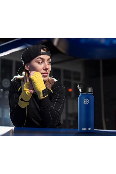 Zahive Stainless Steel Water Bottle 1000ml Double Wall Thermos Flask (Navy Blue)